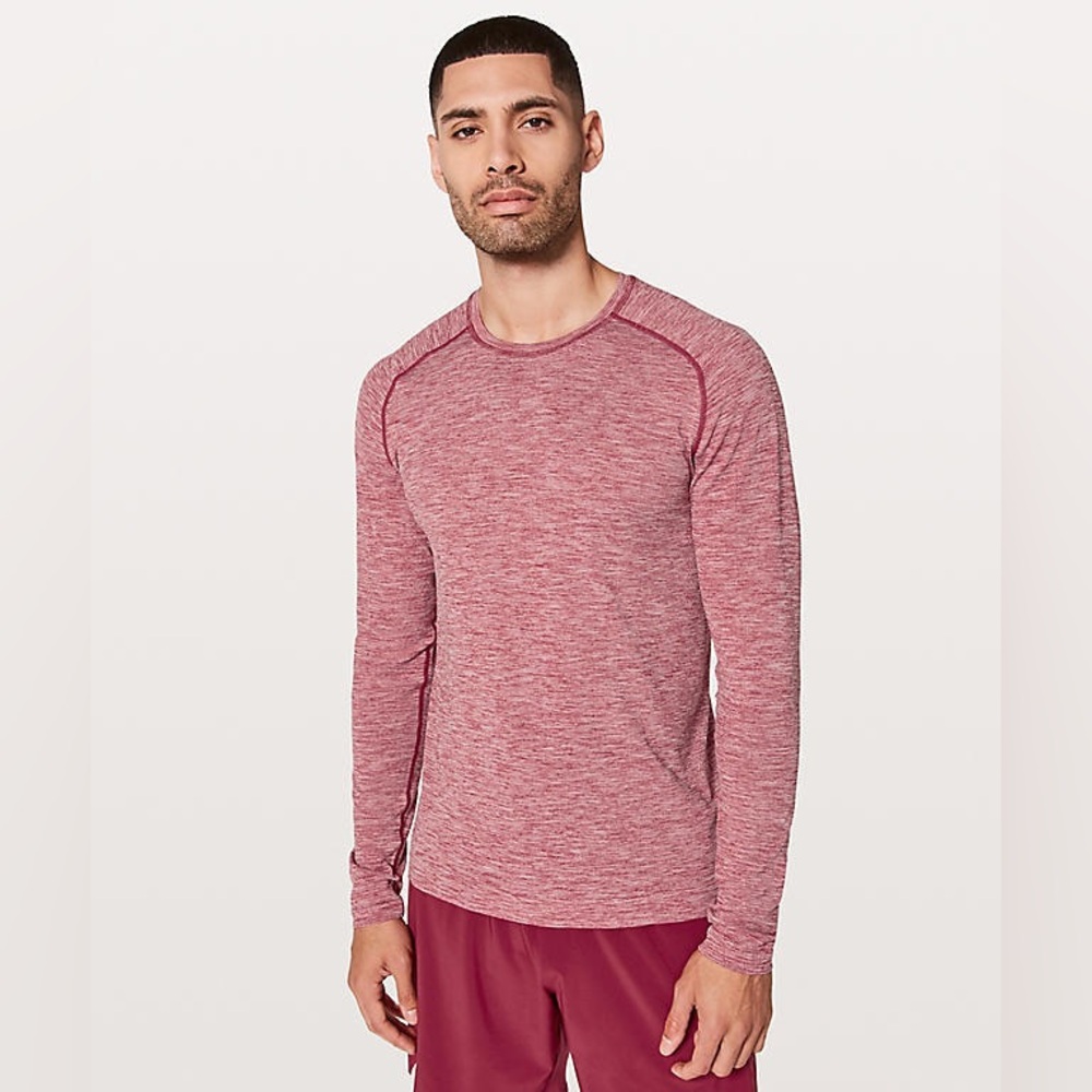 Lululemon mens M Medium red metal vent long sleeve crewneck performance t-shirt